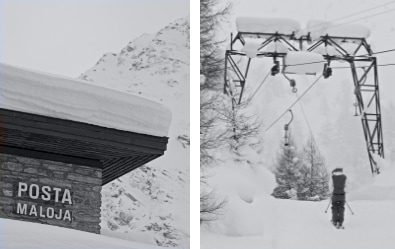 Collage von winterlichen Skigebieten